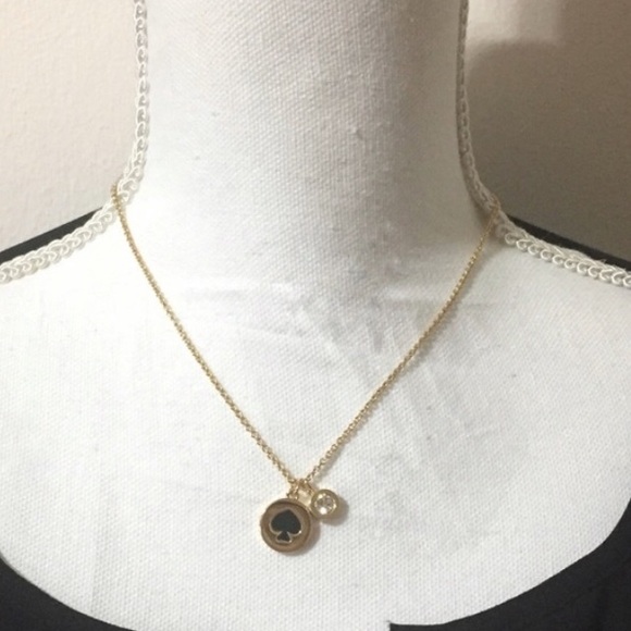 NWT kate spade Spot the Spade Gold Black Necklace - Picture 6 of 6